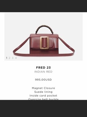 Fred Small Box Crossbody Bag in Indian Red with Gold Buckle
